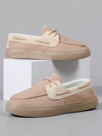 Men's Classic Versatile Sneakers, Front Lace-Up One-Push Sports Shoes, Non-Slip Outdoor Men's Round Toe Casual Shoes, Fashionable And Handsome Khaki Sports Shoes