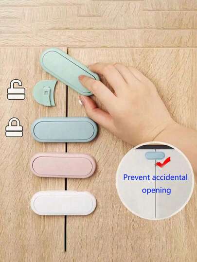 1pc Safety Lock, Non Drilling Refrigerator Cabinet Door Lock, Anti Finger Pinch Protection Lock, Anti Package Cabinet Lock, Safety Cabinet Refrigerator Lock, Cabinet Oven Drawer Refrigerator Anti Sticking Refrigerator Lock, Anti Pinch Hand Cabinet Lock