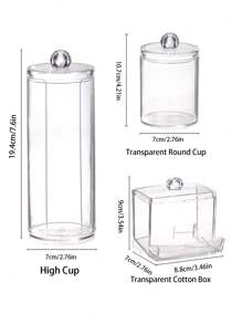 3 件透明卸妆圆形软垫容器，分配器清洁棉签盒带竹盖化妆，圆形垫，化妆品收纳盒浴室配件返校 - 彩色 - 查看 18