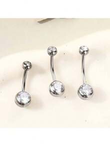 1 قطعة خاتم سرة من الفولاذ المقاوم للصدأ 14 قيراط، مرصع بالزركونيا المكعبة، مجوهرات خرم السرة الأنيقة والكلاسيكية، مناسبة للارتداء اليومي، خيارات طول المحور: 6/8/10/12/14/16/18 ملم، مناسبة للعطلات والارتداء اليومي، خاتم سرة مرصع بالزركونيا المكعبة البيضاء - متعدد الألوان - مشاهدة 6