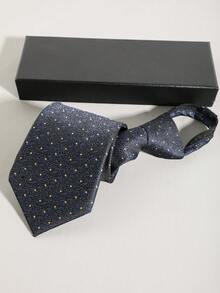 1 件男士时尚波尔卡圆点拉链领带，酒红色/海军蓝/卡其色/棕色，方便的领带选择