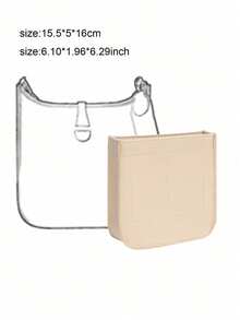 1 pieza Bolsa de inserción, organizador de maquillaje de fieltro, bolsa interna portátil moldeadora de bolsos - Beis - Ver 4