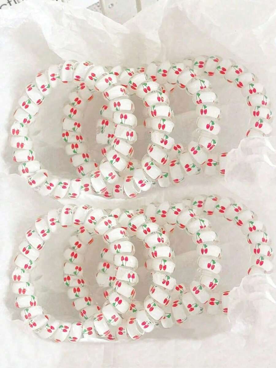 10 szt. gumek do włosów z nadrukiem wiśniowym, żelowe, do telefonu, bez śladu, do wiązania, akcesoria do włosów, uniwersalne gumki do włosów, jednokolorowe, gumki do włosów, gumki do włosów, gumki do włosów, gumki do włosów