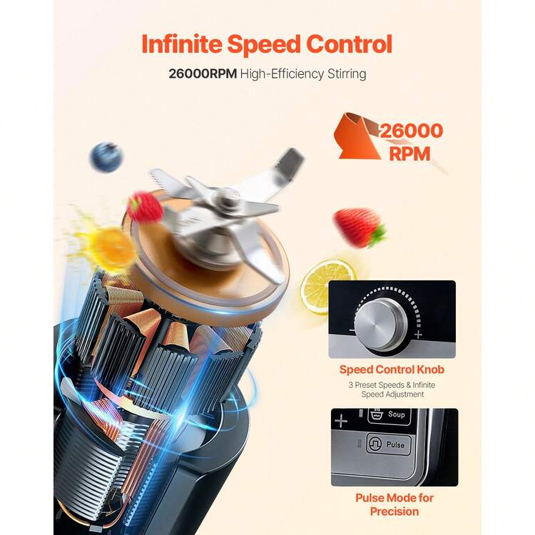 135 Oz 1400W Smoothie Blender Food Processor Blender For Kitchen - US A Type Plug(110-127V) - View 2