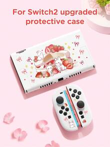 Bolsa de almacenamiento/Estuche protector 2 en 1 con diseño de conejo y fresa, compatible con Switch 2/Switch OLED/Switch NS, con soporte incorporado, almacena hasta 10 tarjetas de juego, portátil, anti-caída y anti-presión - Multicolor - Ver 17