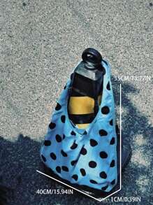 2025 New Chinese Style Embroidery Elegant Lady Tote Bag Shoulder Handbag Large Capacity Commuter Backpack Dots , Polka Dot - Blue - View 5