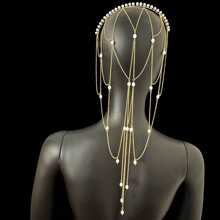 1 件波西米亚风格珍珠头带，多层流苏发链，女士发饰，西方珠宝，新娘婚礼装饰 - 彩色 - 查看 3