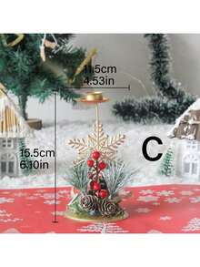 1 Stück Weihnachts-Kerzenständer Tischdekoration mit Rentier, Sternen, Schneeflocken und Beeren Set, geeignet für Weihnachts-Familienfeier Dekoration, Tischdekoration, Wohnzimmer Dekoration, Raumdekoration Zuhause (Kerzen nicht enthalten) - Verschiedenfarbig - Übersicht 10