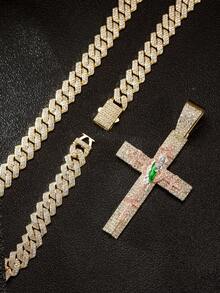 1 Peça Colar Pingente de Cruz para Adolescentes - Joias Religiosas com Corrente Cubana, Colar de Hip Hop Moderno para Uso Diário e Festas, Presente de Aniversário/Natal para Ele - Colar Declarativo para Uso o Ano Todo, Acessório de Festa, Corrente Durável, Para Adolescentes, Colar para Adolescentes/Meninos, Corrente para Adolescentes/Meninos, Colar de Casamento, Para Adolescentes