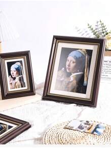 1 Peça Conjunto de Moldura de Foto Retrô Marrom Dourado de Alta Qualidade, Estilo Retrô com Moldura de Foto Antiga, com Passepartout, na Cor Café, Suporta Posicionamento Vertical ou Horizontal, Adequado para Exibição em Mesa e Parede, Decoração de Parede Retrô para Sala de Estar e Quarto