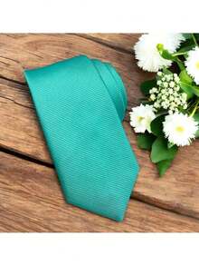 DOZE GOLDEN Men's Ties Slim Tie STRIPED TWILL FABRIC Casual, Perfect For Friends As A Gift Wedding Daily Use - Azul menta - Ver 4