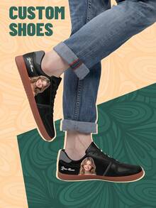 Men's Custom Photo And Name PU Upper Low-Top Sneakers, Lightweight & Stylish Comfortable, Unisex All-Season Casual Wear, Customize Gift For Mom/Dad/Her/Him/Girlfriend/Boyfriend/Wife/Husband/Friend - Multicolor - View 5