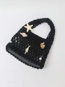 BAILEE Mặt dây chuyền chủ đề đại dương thời trang, giản dị, thiết kế hình bàn tay đan móc rỗng màu trơn, kiểu dáng mở, thích hợp cho du lịch nghỉ dưỡng, phong cách lãng mạn, phù hợp với bàn tay nhỏ nhắn của phụ nữ, du lịch ngoài trời, kỳ nghỉ, phối đồ thường ngày, cũng là một món quà tuyệt vời cho bạn bè và gia đình. - màu đen - Xem 8