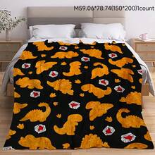 GEL HUT MUN 舒适的恐龙小鸡毛绒毯 - 柔软的法兰绒毯,四季皆宜,适合办公室和露营使用。这款毯子可作为节日礼物、生日礼物、情人节礼物、圣诞节礼物等。适用于床、沙发、客厅和卧室装饰,方便携带。 - 棕色 - 查看 4