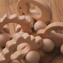 Coche de juguete de madera con empuje y tracción de 4 ruedas, formas de animales lindas, entrenamiento de habilidades motoras finas para niños y niñas pequeños, modelo de coche de juguete de material de madera, de vuelta a la escuela