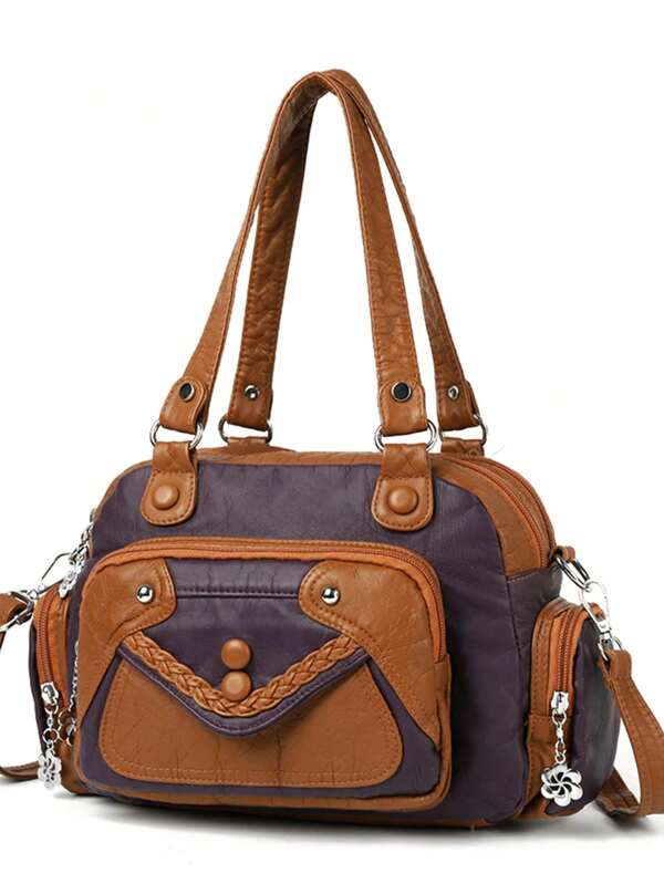 2025 New Soft Leather Women's Crossbody Bag, Fashion One Shoulder Bag, Middle-Aged Women's Bag, Washed Leather