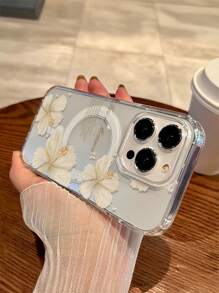 1 件透明磁性无线充电百合花软硬手机壳，防刮、防指纹，兼容 iPhone 15、16 Pro/Pro Max、14、15、16 Plus，男女通用，可用作节日礼物防水防震防摔 - 彩色 - 查看 3