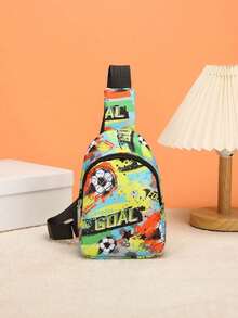 1 pieza Mini bolso de pecho/bandolera/monedero lindo de cierre con cremallera de nailon con diseños de unicornio/sirena/dinosaurio/espacio, adecuado para uso diario - Bolso de pecho con estampado de dibujos animados - Ver 30