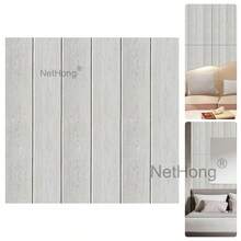 NetHong 3D Textured Wood Plank Wall Sticker - Realistic Gray Weathered Finish - White Oak - View 5