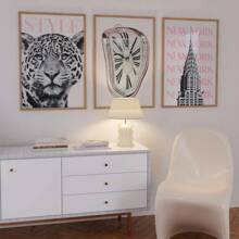 1/3pcs Frameless Pink Leopard 3 PiecesGallery Wall Art Set, B&W Fashion Magazine-Style Prints, Teen Room Decor For Office & Dorm | Posters, Wall Decor, Bedroom Decor, Dorm Essentials, Gift Idea