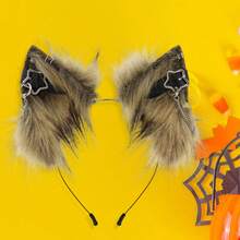 Animal Ears Headband Clip-On, Handmade Fox Wolf Cat Ears For Cosplay Gothic Punk Accessories - 黃色 - 查看 5