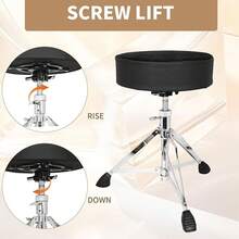 Adjustable Heavy Duty Swivel Drum Stool, Round Saddle Thick Padded Drum Seat - tròn - Xem 4