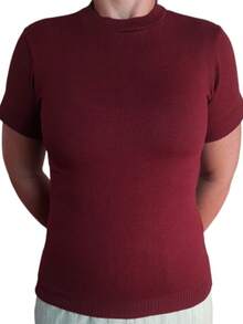 Women's Short Sleeve Blouse | Basic Elastane | Round Neck Blouse | Women's Ribbed Knit Short Sleeve Basic Turtleneck Various Colors | Women's Basic Knit Blouse Turtleneck Short Sleeve Casual Look | Women's Fitted Ribbed Knit Short Sleeve Crew Neck Comfortable | Women's Short Sleeve Basic Knit Blouse Elegant Various Colors | Women's Basic Knit Blouse Short Sleeve Turtleneck Versatile For Everyday - 紅木色 - 查看 11