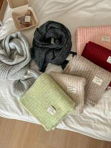 1 chiếc khăn quàng cổ len pha trộn màu trơn ấm áp trang trí đa năng phong cách sinh viên cho nữ, thích hợp cho mùa xuân, mùa thu, mùa đông, ngoài trời, trượt tuyết cho trang phục - Nhiều màu - Xem 3