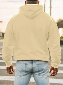 Men's Loungewear Graphic Hoodie For Men "God Ro" - Casual Fleece Sweater With Bold Letter Print, Long Sleeve, Hoodie For Autumn And Winter, Black, Everyday Sweatshirt| Hoodie| Soft Texture, LARGE SIZE, Plus SizeLoose And Comfortable - 杏 - 查看 5