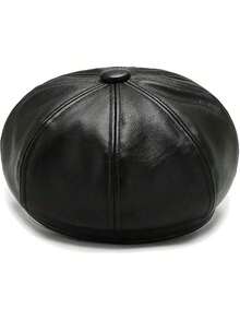 1 Piece Simple Multifunctional Solid Color PU Leather Octagonal Hat For Women, Spring, Summer, Autumn, Winter, Many Colors To Choose From, Fashionable Casual High Quality, Very Suitable For Gifts - 彩色 - 查看 9