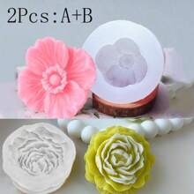 1/2 piezas Molde de silicona con forma de flor, molde con diseño de pétalos intrincados de amapola blanca para creaciones florales impresionantes, apto para jabón hecho a mano, velas aromáticas, cera de aromaterapia, yeso, gota de pegamento, joyería, piedra difusora de aroma para automóvil, resina y arcilla polimérica, fácil de soltar, suministros para hacer regalos para bodas, graduaciones, cumpleaños, fiestas y decoración del hogar