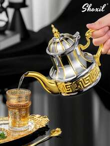 shoxil Bộ ấm pha cà phê/trà bằng thép không gỉ 0.8L, ấm pha cà phê kiểu Ả Rập truyền thống, ấm pha cà phê kiểu Ma-rốc, ấm trà bạc hà, ấm pha cà phê, ấm trà, ấm đun nước kiểu Trung Đông, dùng cho gia đình và quán cà phê. - Ấm trà - Xem 6