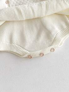 Baby Girl Knitted Romper Dress, Fashionable Long Sleeve Ruffled Infant Jumpsuit Bodysuit, Autumn/Winter