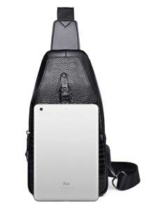 European American Fashion Crocodile Pattern Waist Bag, Multifunctional Men's Shoulder Bag Bag