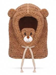 1 件装婴儿卡通熊耳朵小羊帽带口罩保暖拉法帽婴儿加厚护耳帽 2-9 岁 - 彩色 - 查看 14