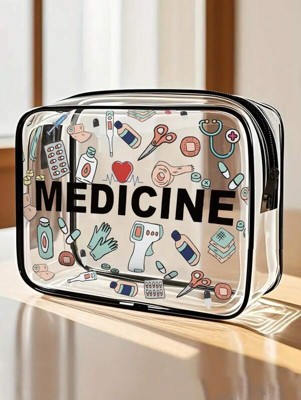 New MEDICINE Storage Bag - Mini Cosmetic Bag,Transparent Toiletry Bag, Travel Essentials, Portable Travel Toiletry Bag With Zipper, Beach Transparent Pvc Toiletry Bag, Waterproof Storage Bag,Transparent Storage Bag, Data Cable And Usb Interface Storage Bag, Airport Aviation Standard Pvc Cosmetic Bag, Can Store Medicines, Medical Kits, Etc. Medicine Bag Medicine Organizer For Travel For Outdoor First Aid Bag