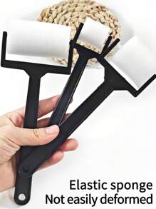 opeth 3pcs Black Handle Sponge Roller Brush Set, Large/Medium/Small Sponge Printing & Painting Combo Kit, DIY Painting Sponge - Black and White - View 5