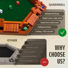 Queensell Shut The Box Game 12 Numbers For 16 Players 16inch Wooden Board Shut The Box Game 12 Numbers For Adults And Ideal For Games Night