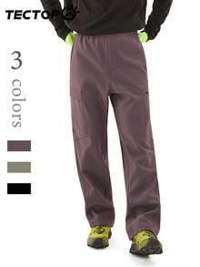 TECTOP Pantalones de senderismo para hombre, forrados térmicos, a prueba de viento e impermeables, de tela elástica, con bolsillos, pantalones deportivos, otoño/invierno, forro polar