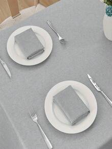 1pc Water-Repellent, Splash-Proof Solid Color Polyester Rectangular Tablecloth, Simple Woven Thick Tablecloth Suitable For Restaurant, Outdoor, Living Room, Patio, Picnic Or Holiday Party, Home Decor - Light Grey - View 5