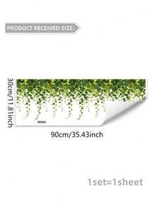 1pc Green Fresh Vine Leaf Floral Static Cling Glass Sticker, Double-Sided Visible For Living Room Bedroom Glass Decor (Includes Instructions)