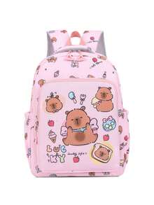 卡通卡皮拉拉可爱大容量旅行背包三件套 - 粉色 - 查看 10