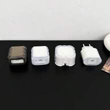 1个充电器保护套 [英国20W充电器保护套] [欧盟20W充电器保护套] [美国18/20W充电器保护套] 方形/波浪形透明，透明黑色TPU充电器保护套，防尘 - 彩色 - 查看 8