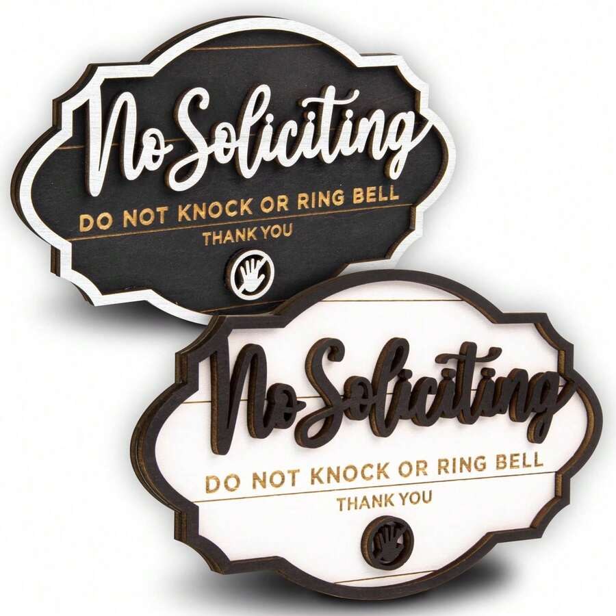 Funny No Soliciting Sign For House Door - Small No Soliciting Sign For Front Door Hanging, No Solicitors Signs For Office Home, Please Do Not Knock Or Ring Doorbell Signs
