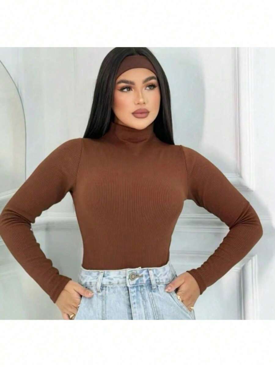 Blusa De Frio Cacharrel Feminina Gola Alta Ribana - Amarelo - Visão 1