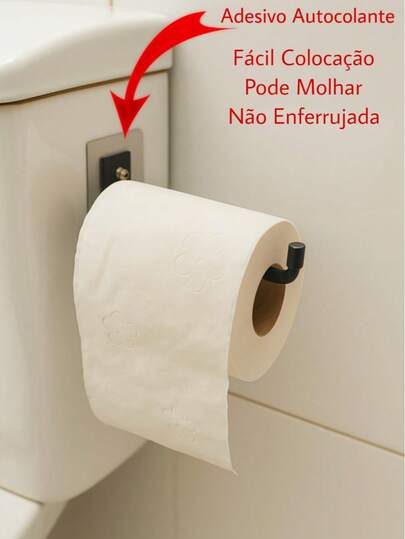 Aço Porta Papel Preto Toalha Suporte Parede Armário Banheiro sem Perfuração  Porta Papel Higiênico Adesivo