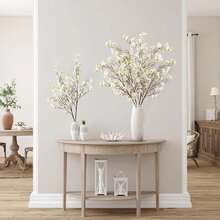 Artificial Cherry Blossom Flowers 4 Pcs Faux Cherry Blossom Stems Faux Silk Cherry Blossom Branches 41'' Fake Flowers Long Stems For Vase Arrangements Home Wedding Table Decor (Pink) KF - New White - 查看 4