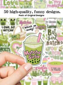YWWBLD 50 张 Matcha Girly 贴纸非常适合节日礼物派对和家居装饰班级奖励生日礼物装饰剪贴簿笔记本电脑行李吉他水杯手机壳 DIY 贴花 - 彩色 - 查看 6