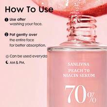 30ml Sérum de Niacinamida 70% de Pêssego, com Vitamina B12, Clareador, Uniformizador de Tom, Limpeza de Poros, Hidrata a Pele, Essência Hidratante para o Rosto, para Pele Opaca com Textura, Cuidados da Pele Coreana Tipo Pele de Vidro