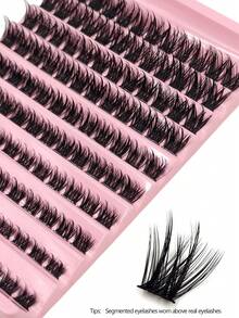 Asiteo 120pcs D-Curl Individual False Eyelashes, DIY Lashes, Fluffy Soft Lightweight, Comfortable Wear, Suitable For Beginners To DIY Eye Makeup At Home - Black - View 6